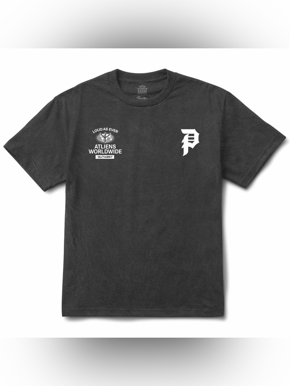 Primitive X OutKast Loud As Ever Glow Graphic Band Tee in Washed Black - Picture 2 of 2